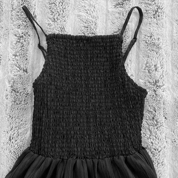 ASOS Black Casual Boho Style Halterneck Shirred Smock Mini Spring / Summer Dress - Picture 3 of 6